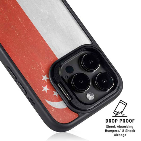 Singapore Flag Distressed iPhone 13 Pro Max Kickstand Case